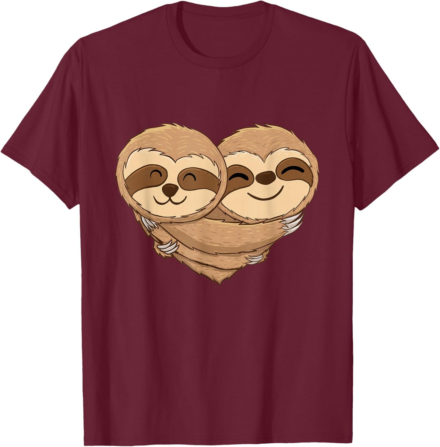 Sloth Couple - Lover Valentines Heart Wildlife Zookeeper T-Shirt - T-Shirt | Maroon