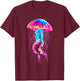 Jellyfish Sea Ocean Jellyfish Motif Marine Mammal Artwork T-Shirt - T-Shirt | Maroon