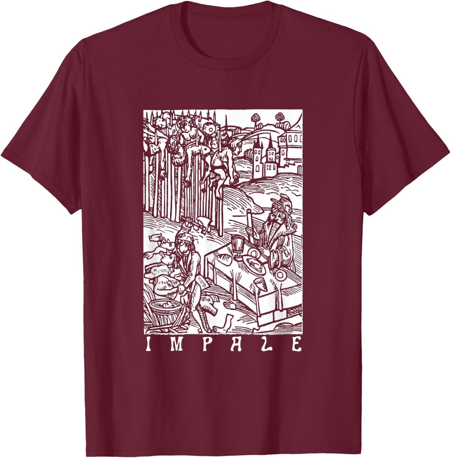 Impale Vlad Tepes Vintage Antik Makaber T-Shirt - T-Shirt | Maroon