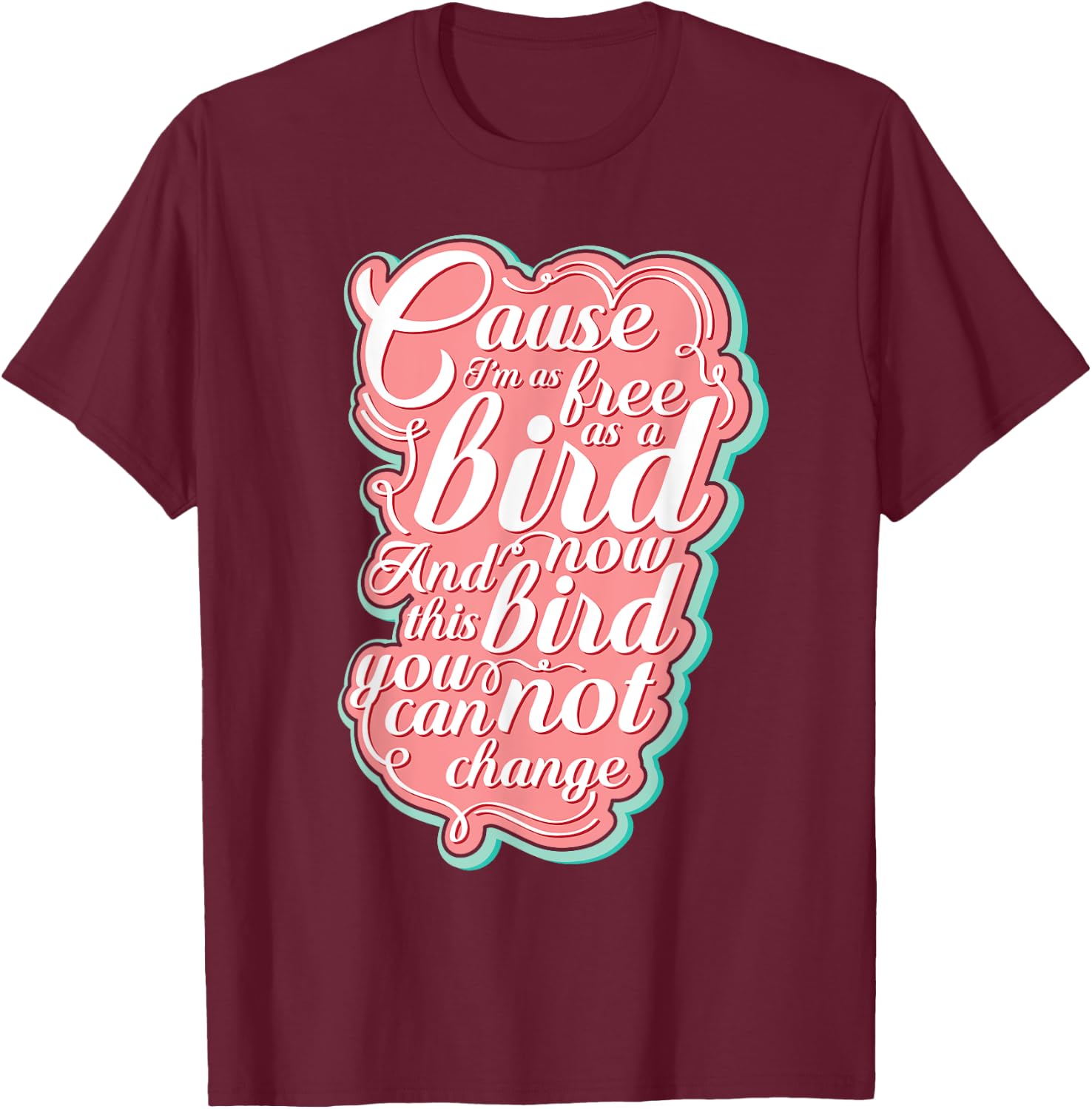 LyricLyfe Free Bird Ronnie Zant Allen Collins T-Shirt - T-Shirt | Maroon