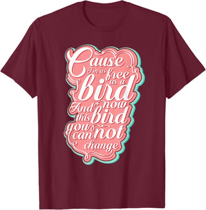 LyricLyfe Free Bird Ronnie Zant Allen Collins T-Shirt - T-Shirt | Maroon