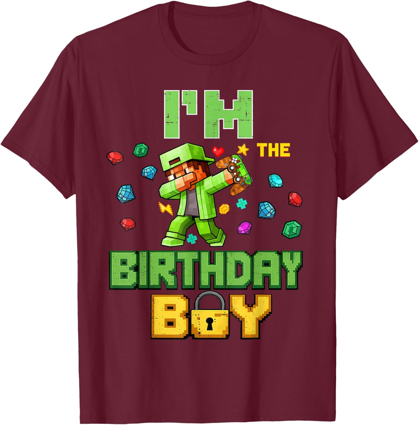 Im The Birthday Boy Video Gamer Pixel Dab Number for Kids T-Shirt - T-Shirt | Maroon