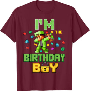 Im The Birthday Boy Video Gamer Pixel Dab Number for Kids T-Shirt - T-Shirt | Maroon