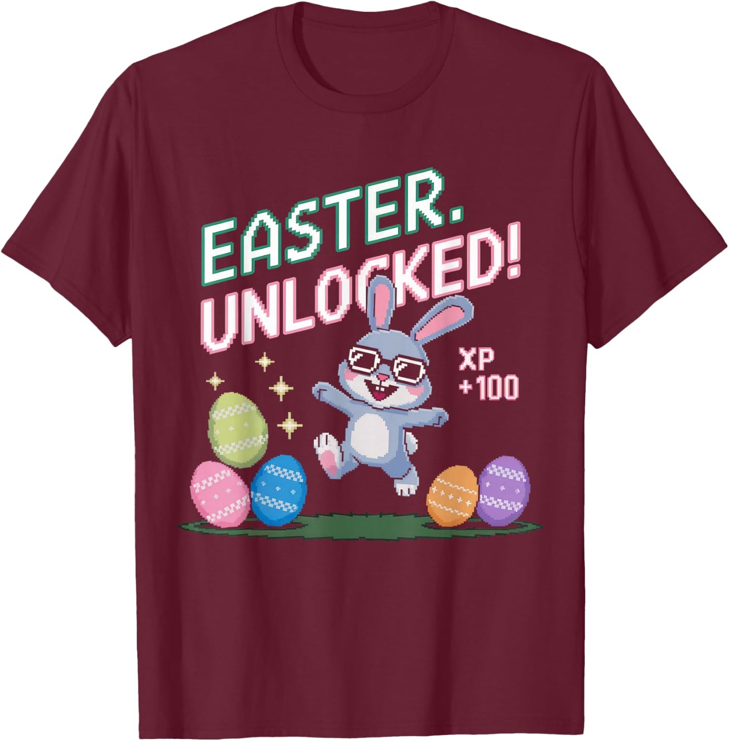 Easter Shirts for Boys Kids Gaming Games Eggs Bunny Rabbit T-Shirt - T-Shirt | Maroon