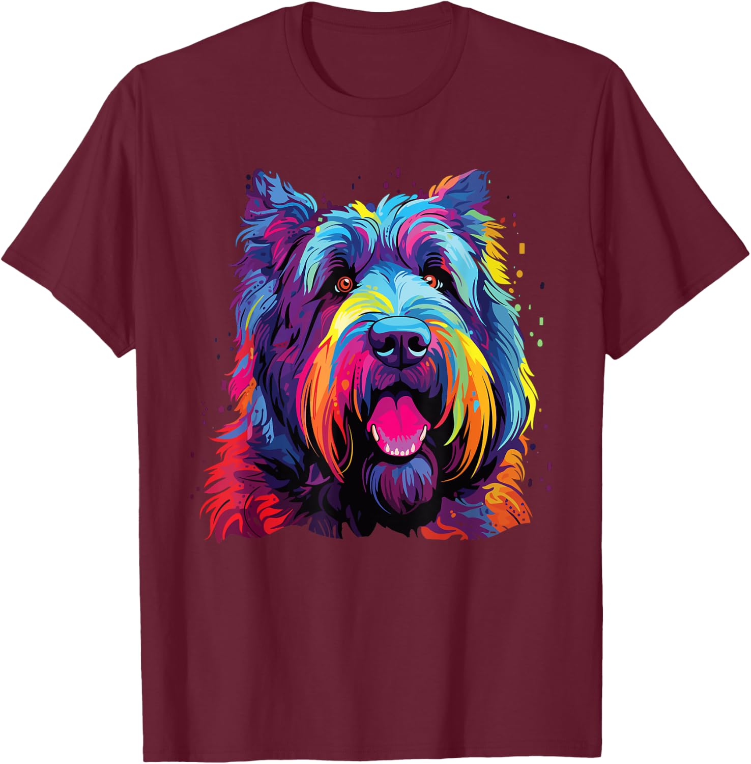 Watercolor Colorful Bouvier Des Flandres Dog Men Women Girls Kids T-Shirt - T-Shirt | Maroon
