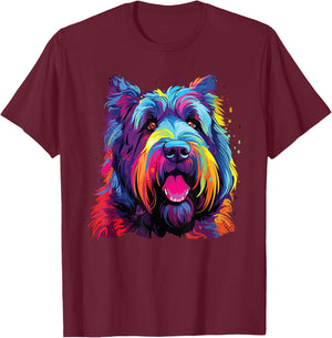 Watercolor Colorful Bouvier Des Flandres Dog Men Women Girls Kids T-Shirt - T-Shirt | Maroon