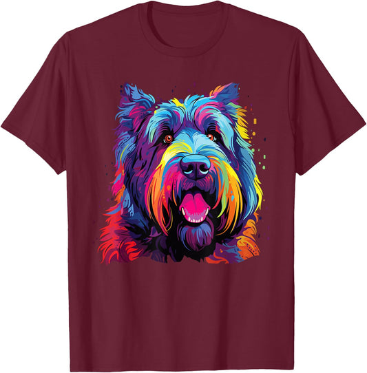 Watercolor Colorful Bouvier Des Flandres Dog Men Women Girls Kids T-Shirt - T-Shirt | Maroon