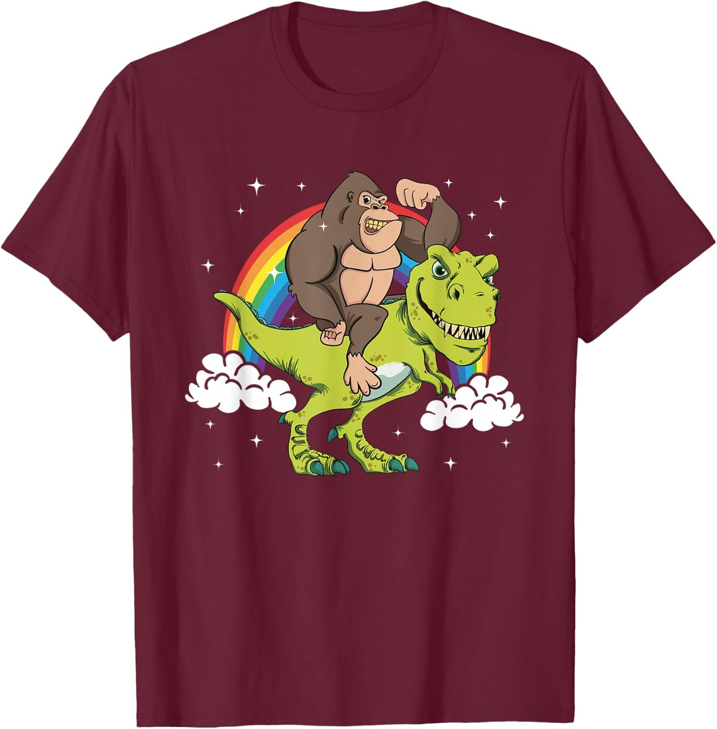 T-Rex Tyrannosaurus Dinosaur Dino Monkey Gorilla Ape Gift T-Shirt - T-Shirt | Maroon