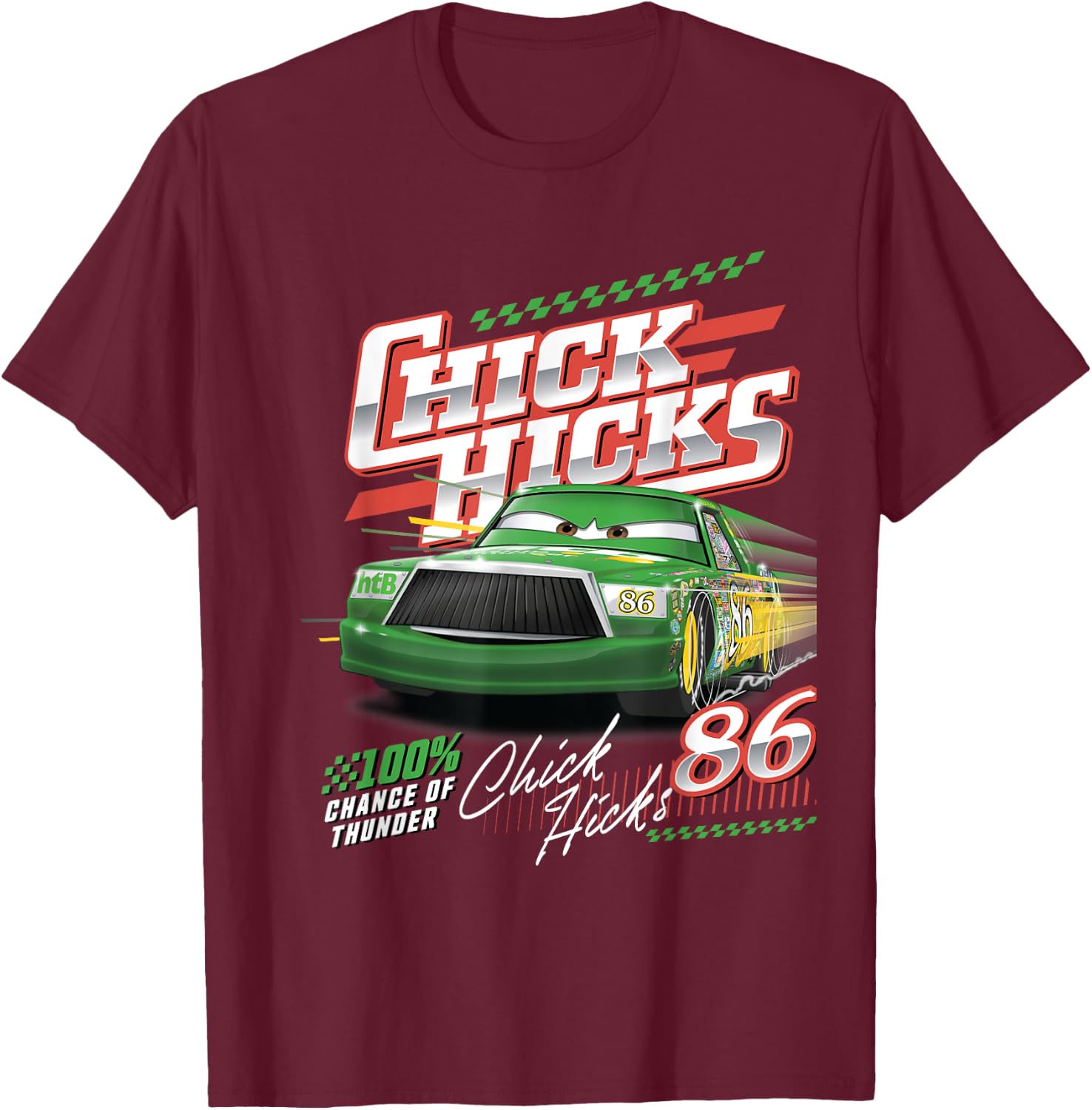 Car Chick Hicks Chance Of Thunder T-Shirt - T-Shirt | Maroon