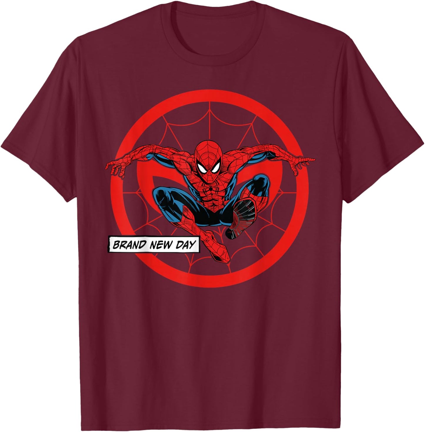 Marvel Studios Spider-Man: BND Movie 2026 Spidey & Mask Icon T-Shirt - T-Shirt | Maroon