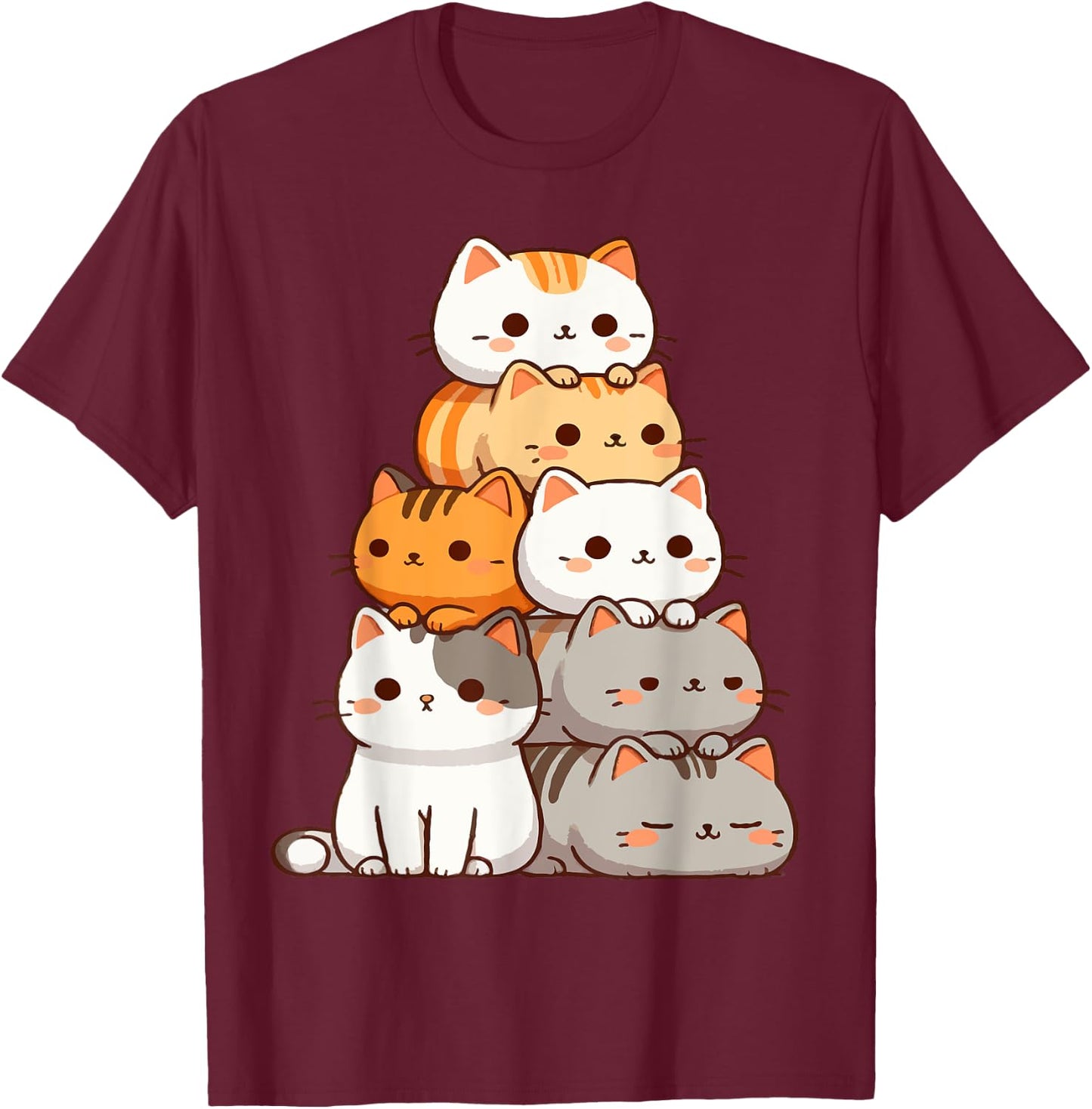 Pile Of Kitty Cats Funny Cute Cat Lover T-Shirt - T-Shirt | Maroon