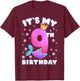 9th Birthday Girl Mermaid Tail Number 9 T-Shirt - T-Shirt | Maroon