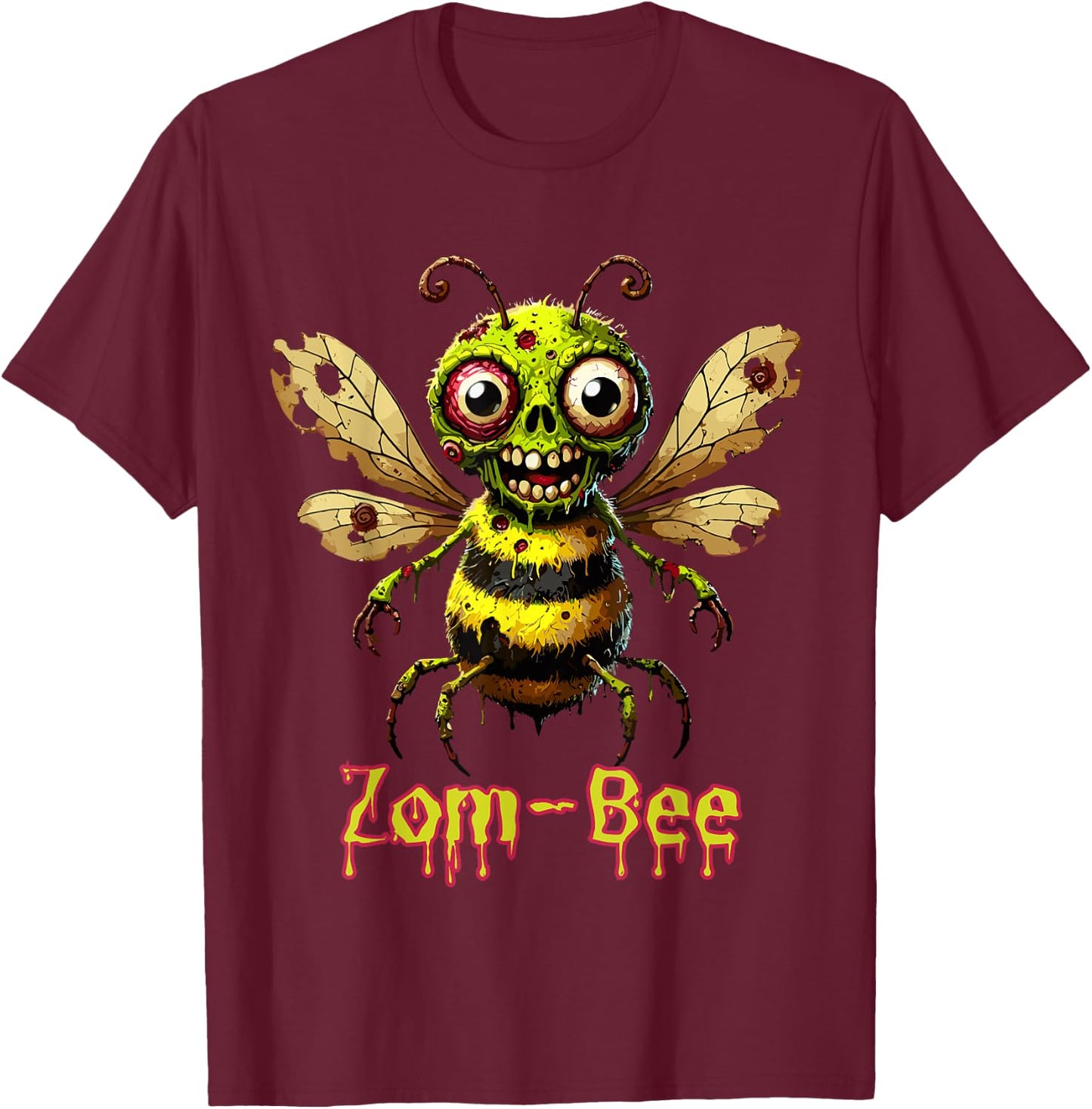 Zom-Bee Shirt Adorably Creepy Zombie Bee Cartoon Halloween T-Shirt - T-Shirt | Maroon
