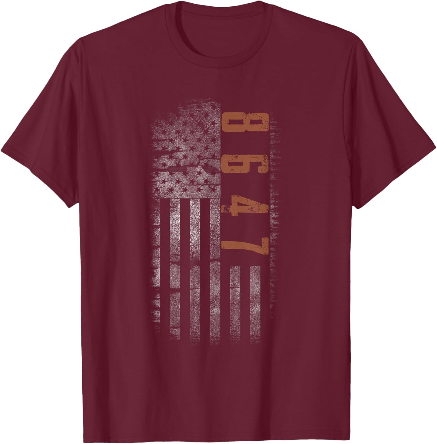 Retro Vintage 8647 86 47 US Flag T-Shirt - T-Shirt | Maroon