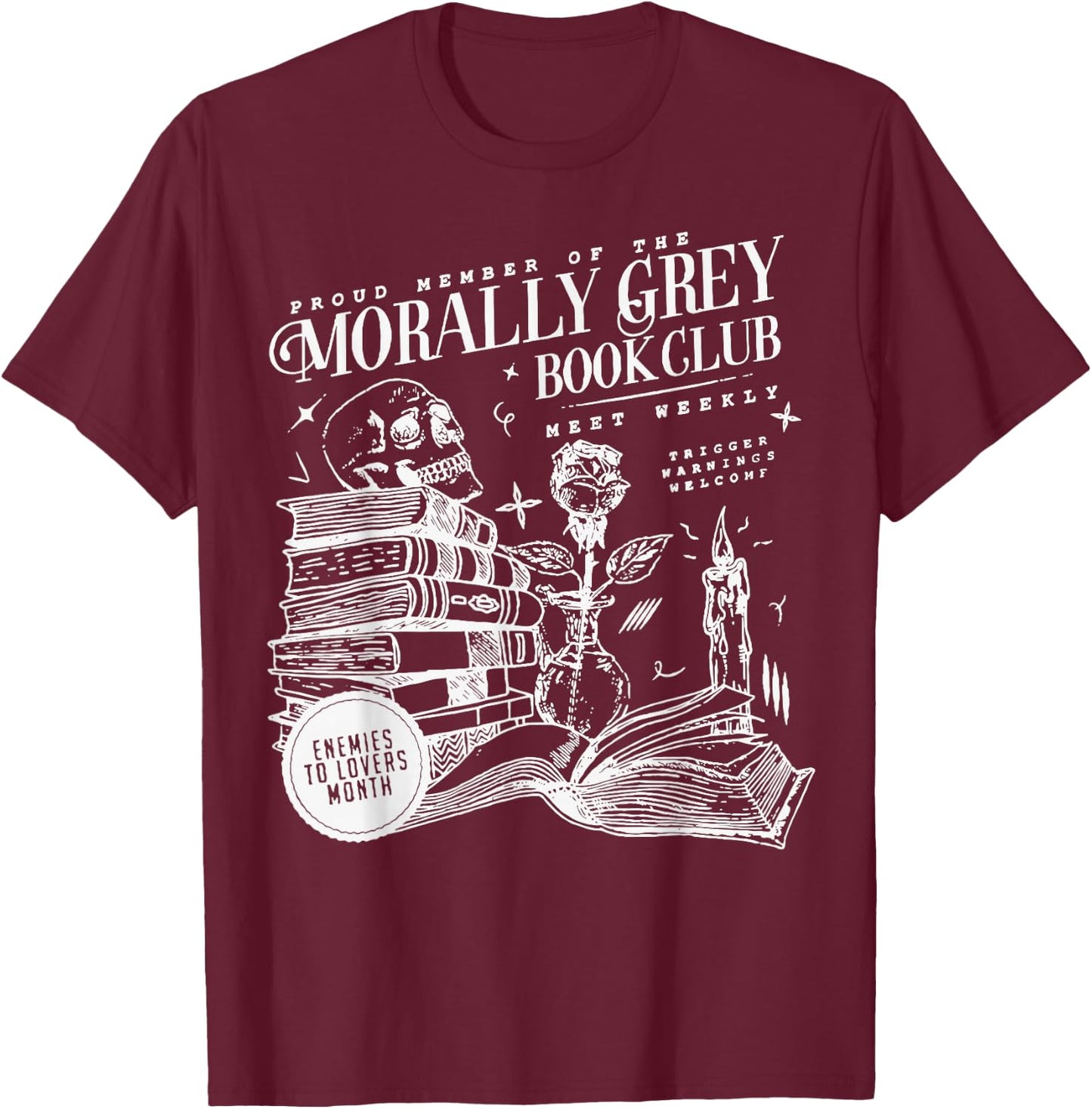 Morally Grey Book Club T-Shirt - T-Shirt | Maroon