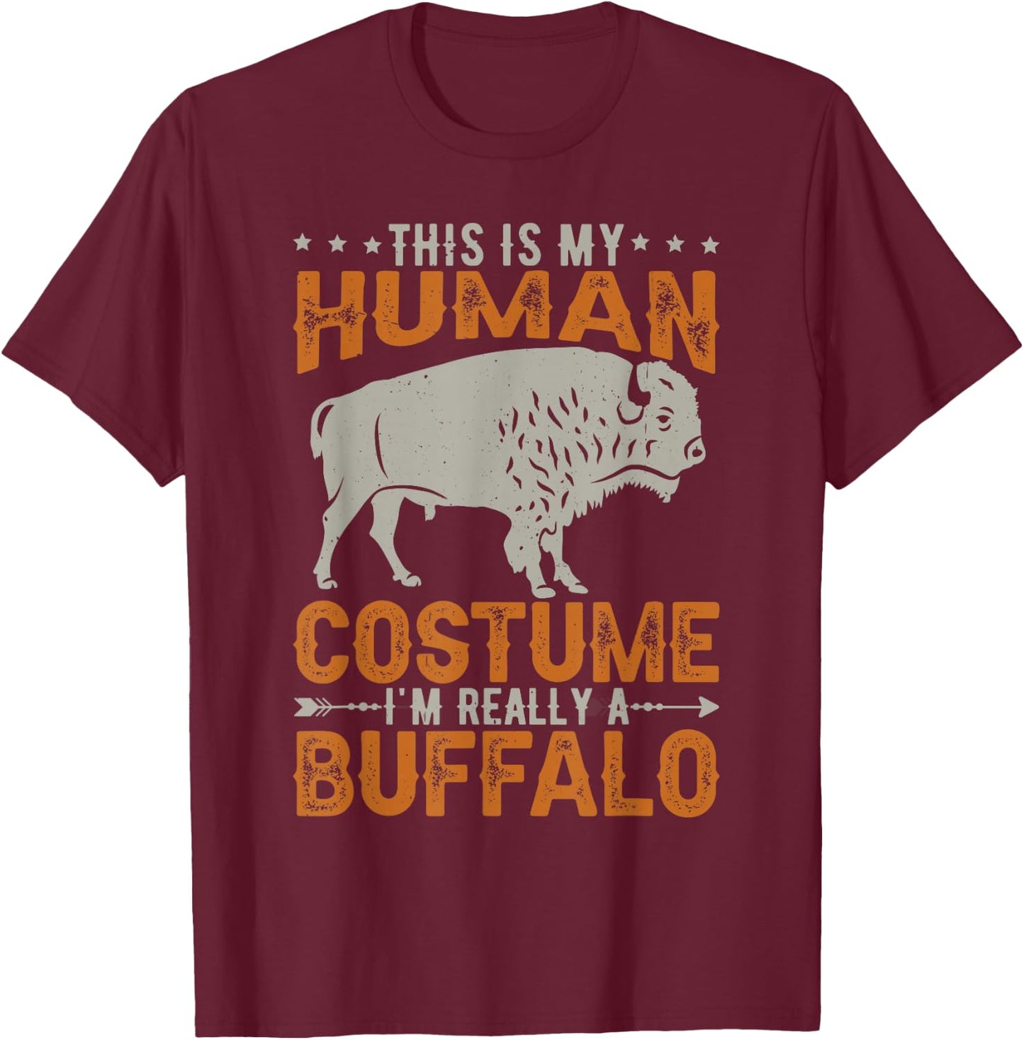 Retro Bison Buffalo Men T-Shirt - T-Shirt | Maroon