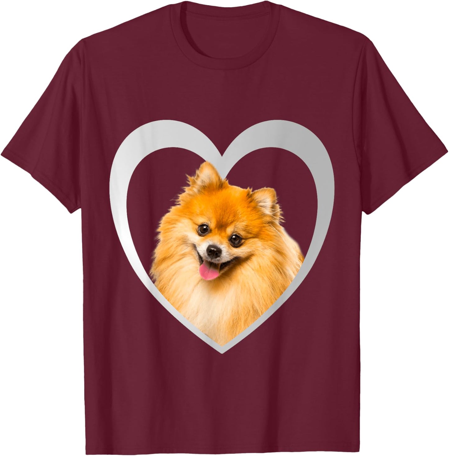 Zwergspitz- - Pomeranian - Herz Liebe Hund T-Shirt - T-Shirt | Maroon