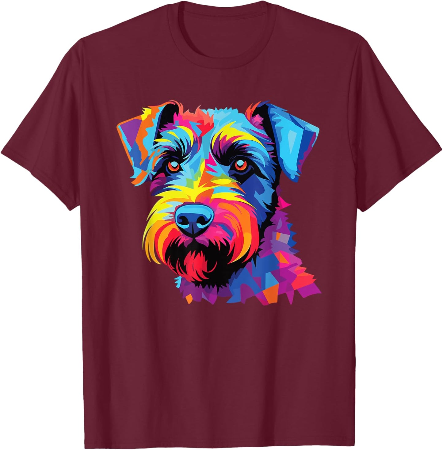 Watercolor Colorful Cesky Terrier Dogs T-Shirt - T-Shirt | Maroon