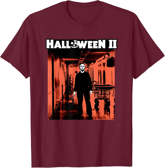 Halloween II Michael Myers Hospital T-Shirt - T-Shirt | Maroon