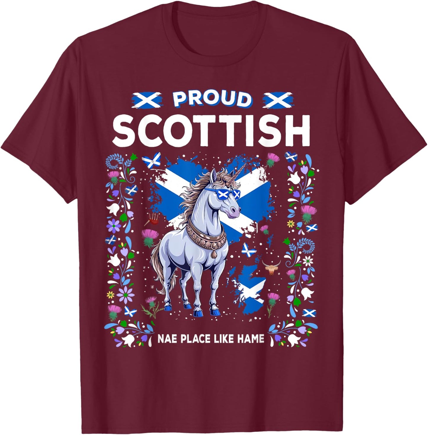 Scottish Unicorn Flag Costume Idea For Kids Scotland Unicorn T-Shirt - T-Shirt | Maroon