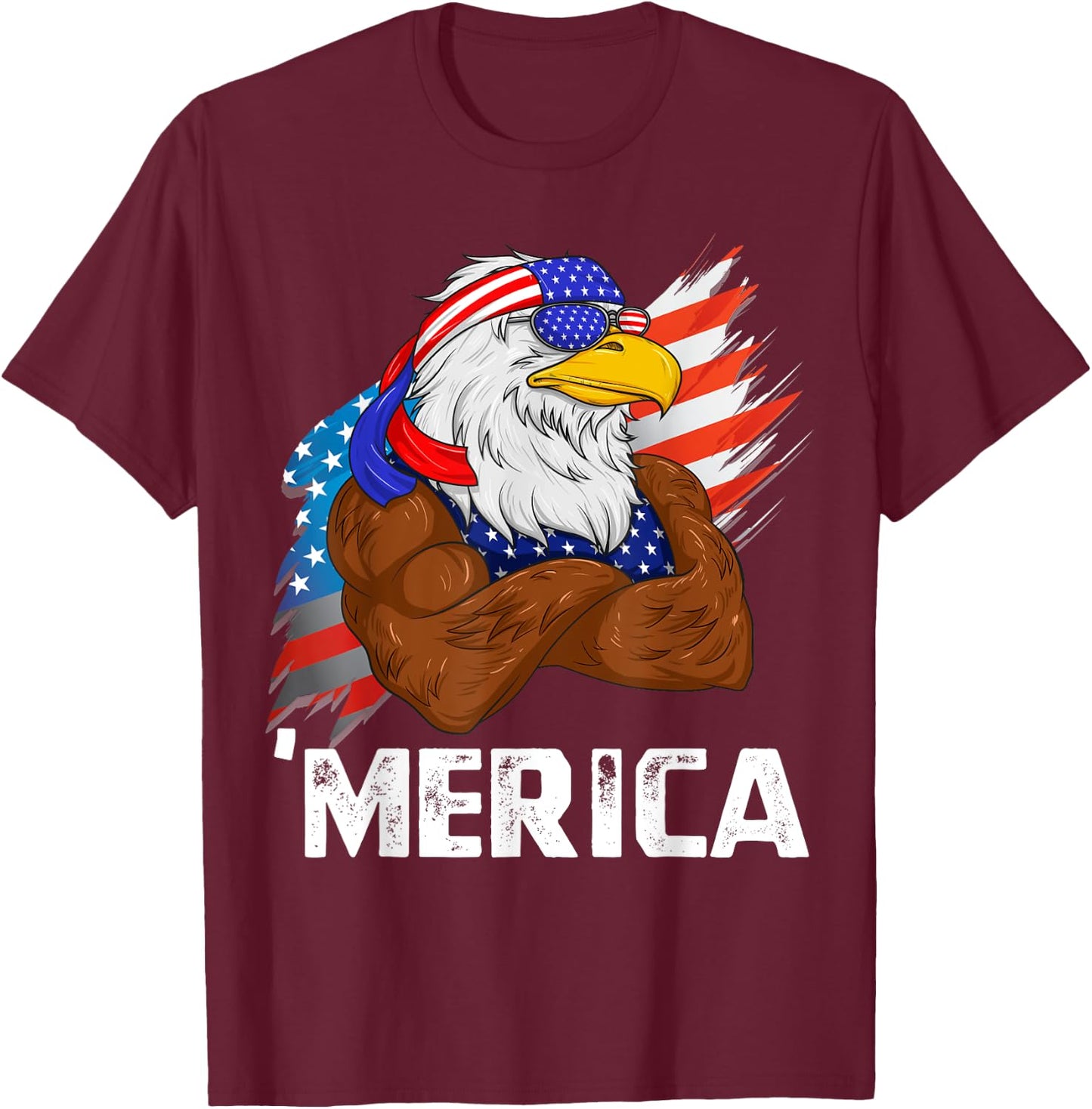 Merica Freedom American USA Eagle Patriotic 4th of July T-Shirt - T-Shirt | Maroon