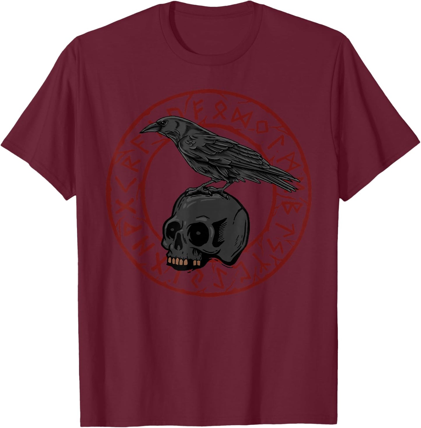 Crows Gothic Nordic Mythology Emo Viking Ravens T-Shirt - T-Shirt | Maroon