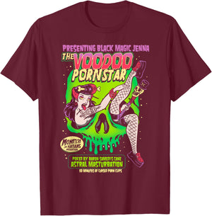 Horror Art - Voodoo Porn Star - Psychobilly Punk Art T-Shirt - T-Shirt | Maroon