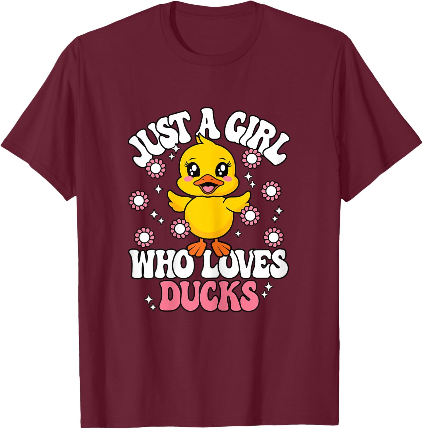 Just A Girl Who Loves Ducks Cute Duck Girls Kids T-Shirt - T-Shirt | Maroon