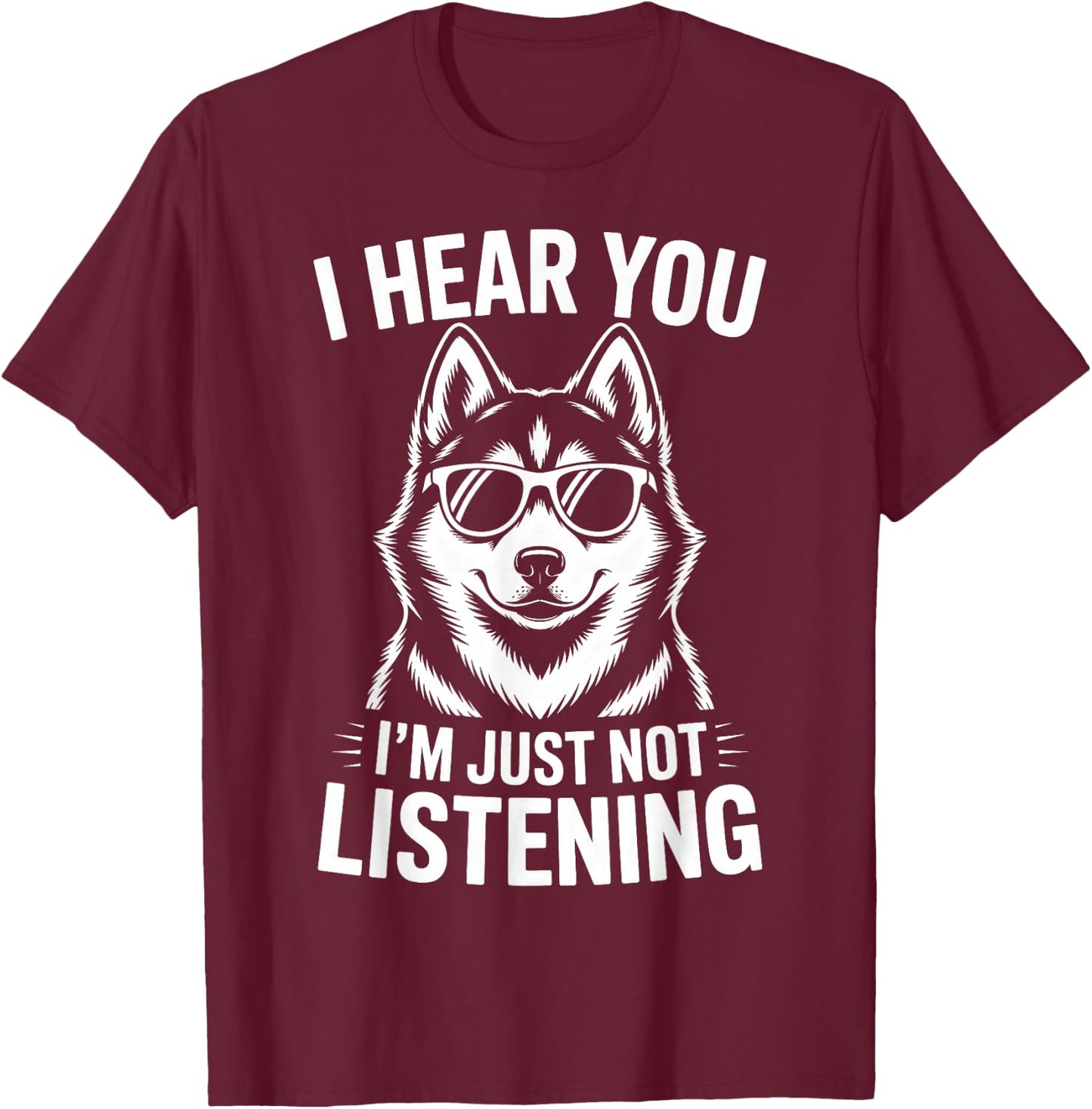 Husky drôle de Sibérie T-Shirt - T-Shirt | Maroon