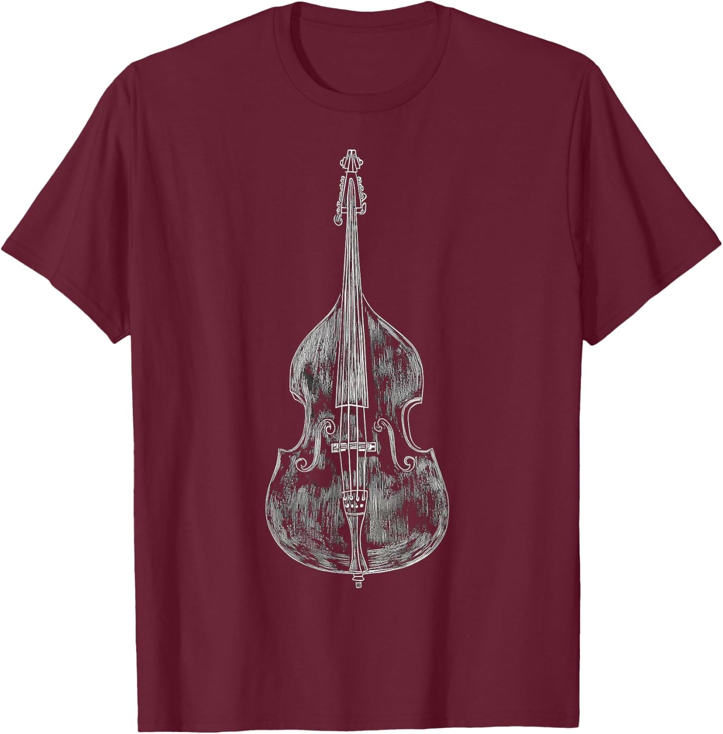 Kontrabass Musikinstrument Motiv Illustration Kontrabass T-Shirt - T-Shirt | Maroon