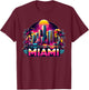 Miami City Men Florida Vibrant Colorful Souvenir Miami , Black, S T-Shirt - T-Shirt | Maroon