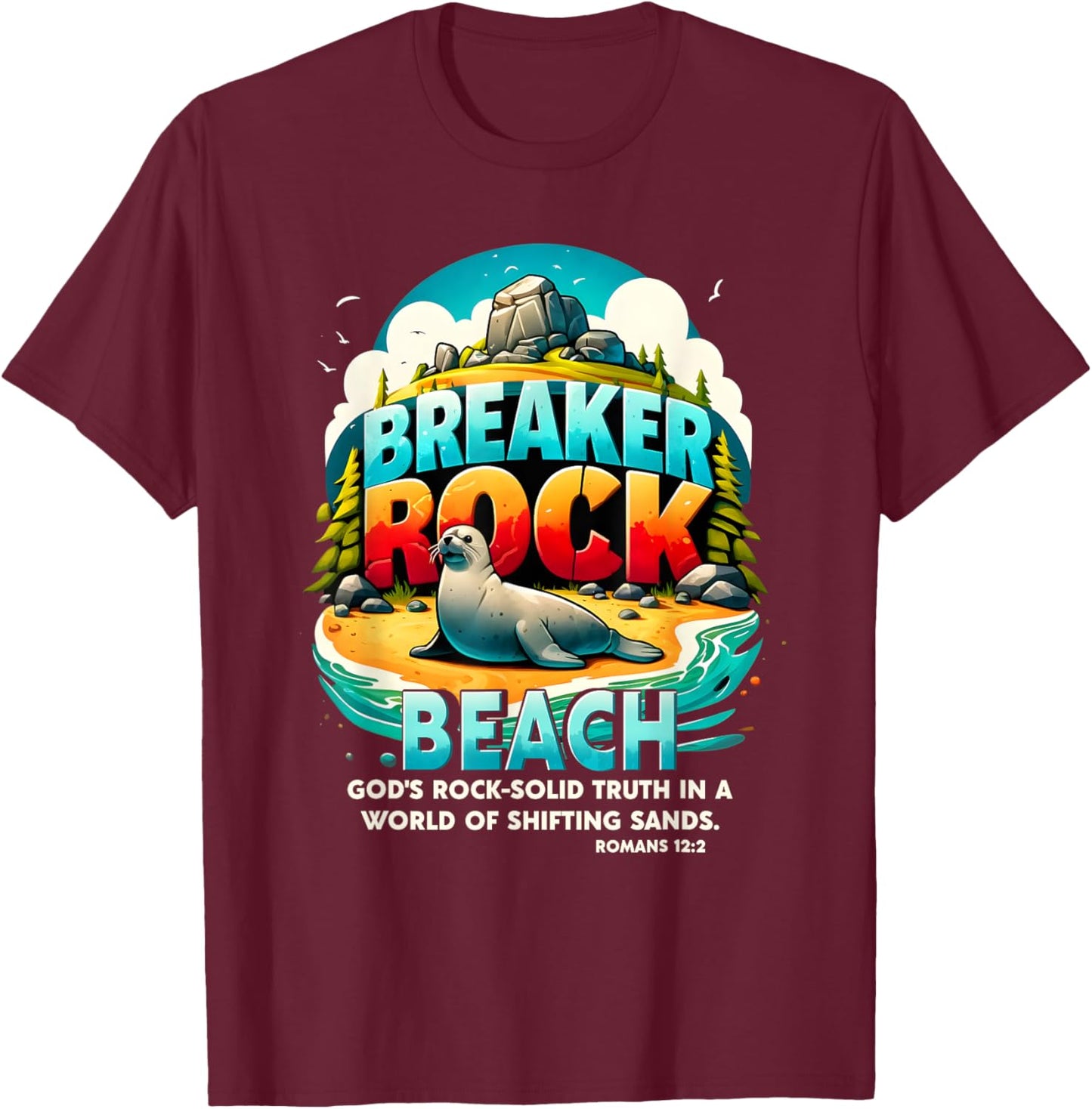 Breaker Rock Beach God's Rock-Solid Truth Christian VBS 2024 T-Shirt - T-Shirt | Maroon