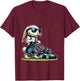 Mowing Lawn Bunny Easter Egg T-Shirt - T-Shirt | Maroon
