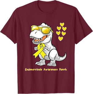 T-rex Dinosaur Endometriosis Awareness Month Dino Toddlers T-Shirt - T-Shirt | Maroon