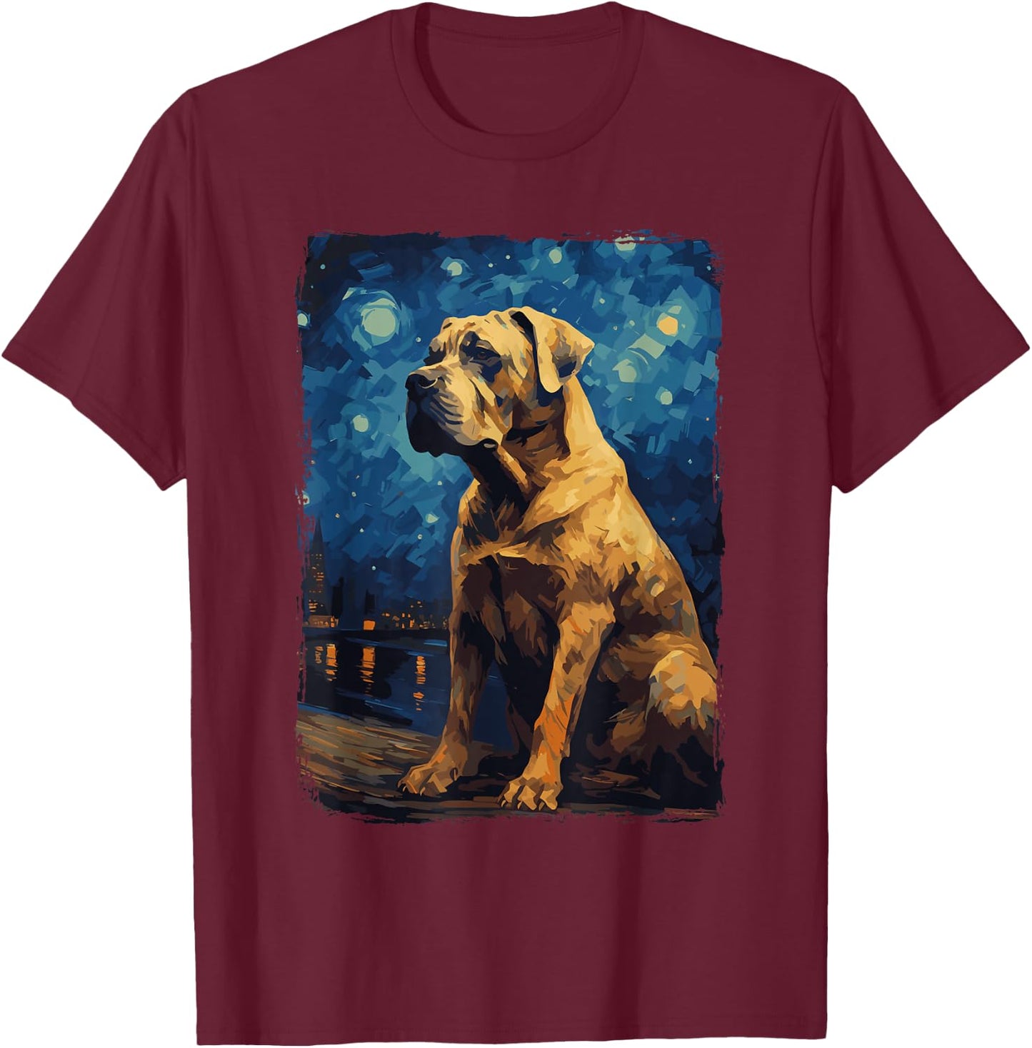 Presa Canario Starry Night Cane Corso Dogo Canario T-Shirt - T-Shirt | Maroon