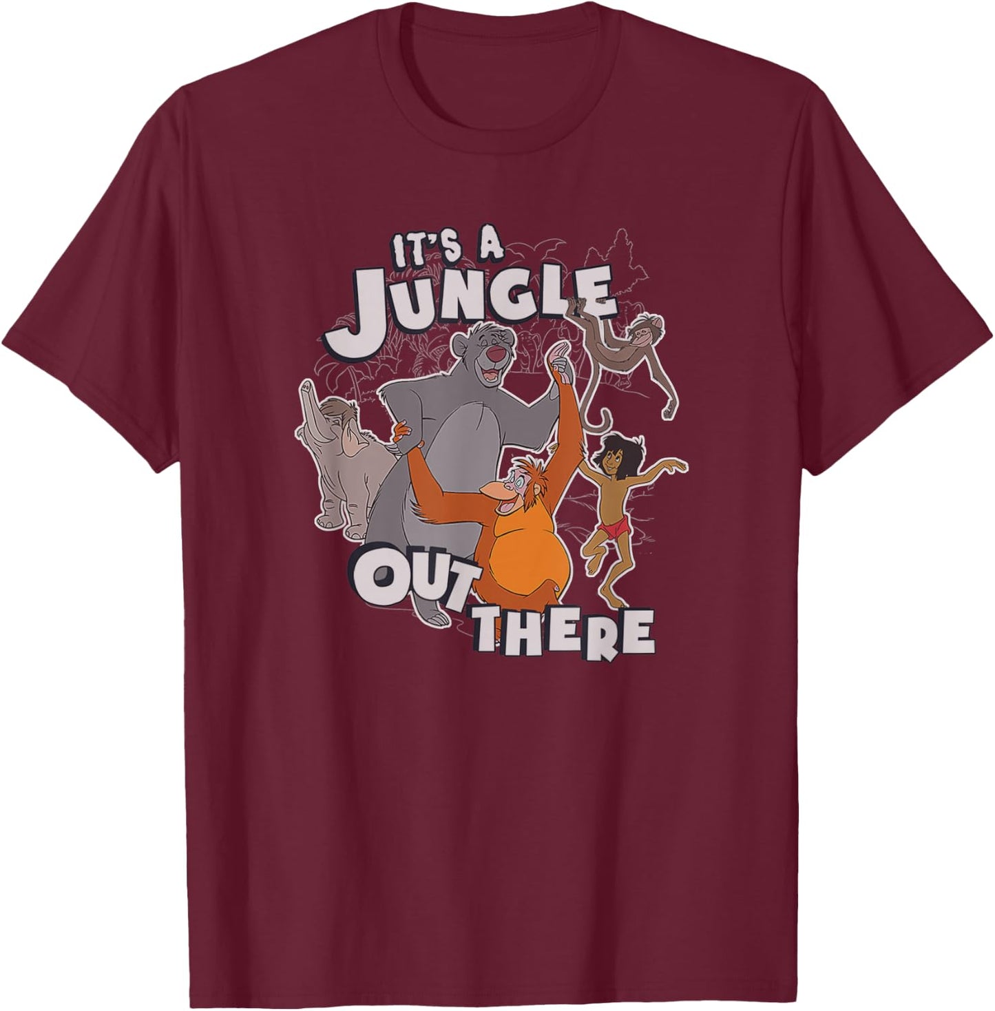 Disney The Jungle Book It's A Jungle Out There Group Poster T-Shirt - T-Shirt | Maroon