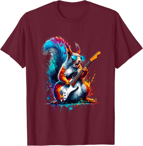 Colorful Splash Art Squirrel Guitarist Electric Guitar