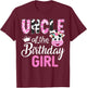 Uncle of The Birthday Girl Farm Cow 1 St Birthday Girl T-Shirt - T-Shirt | Maroon
