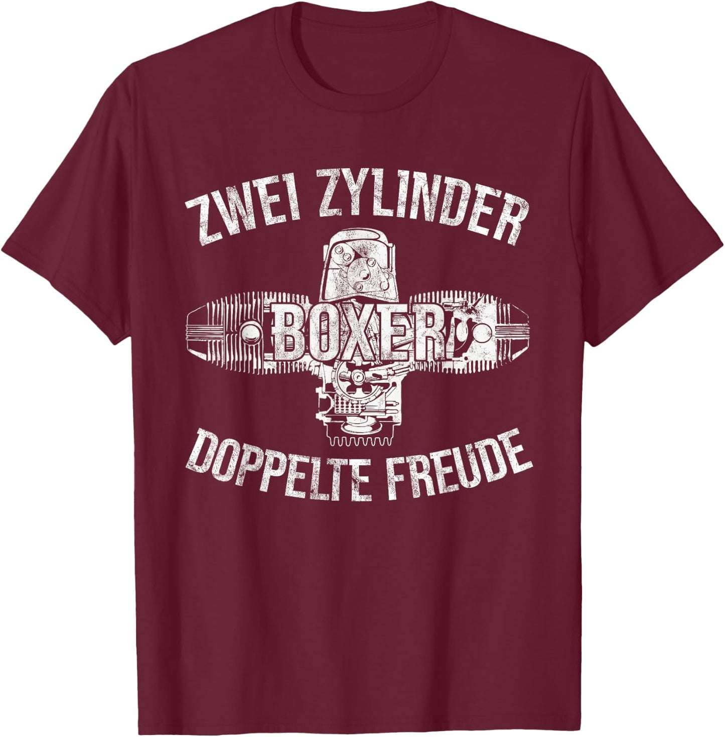 Boxer Two Cylinder Double Joy Biker Two-Cylinder , black T-Shirt - T-Shirt | Maroon