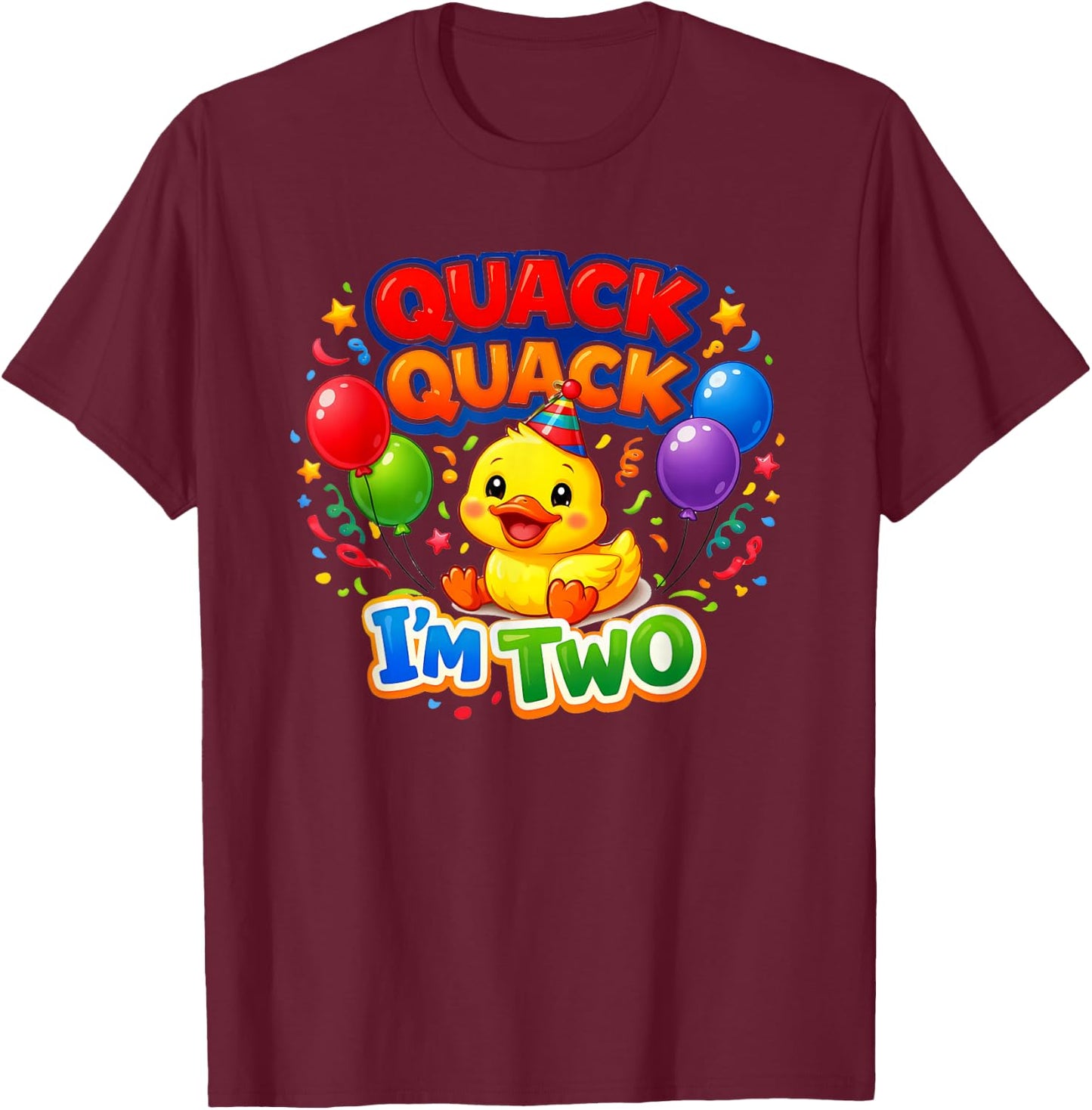 Quack Quack I'm 2 Year Old 2nd Birthday Duck T-Shirt - T-Shirt | Maroon