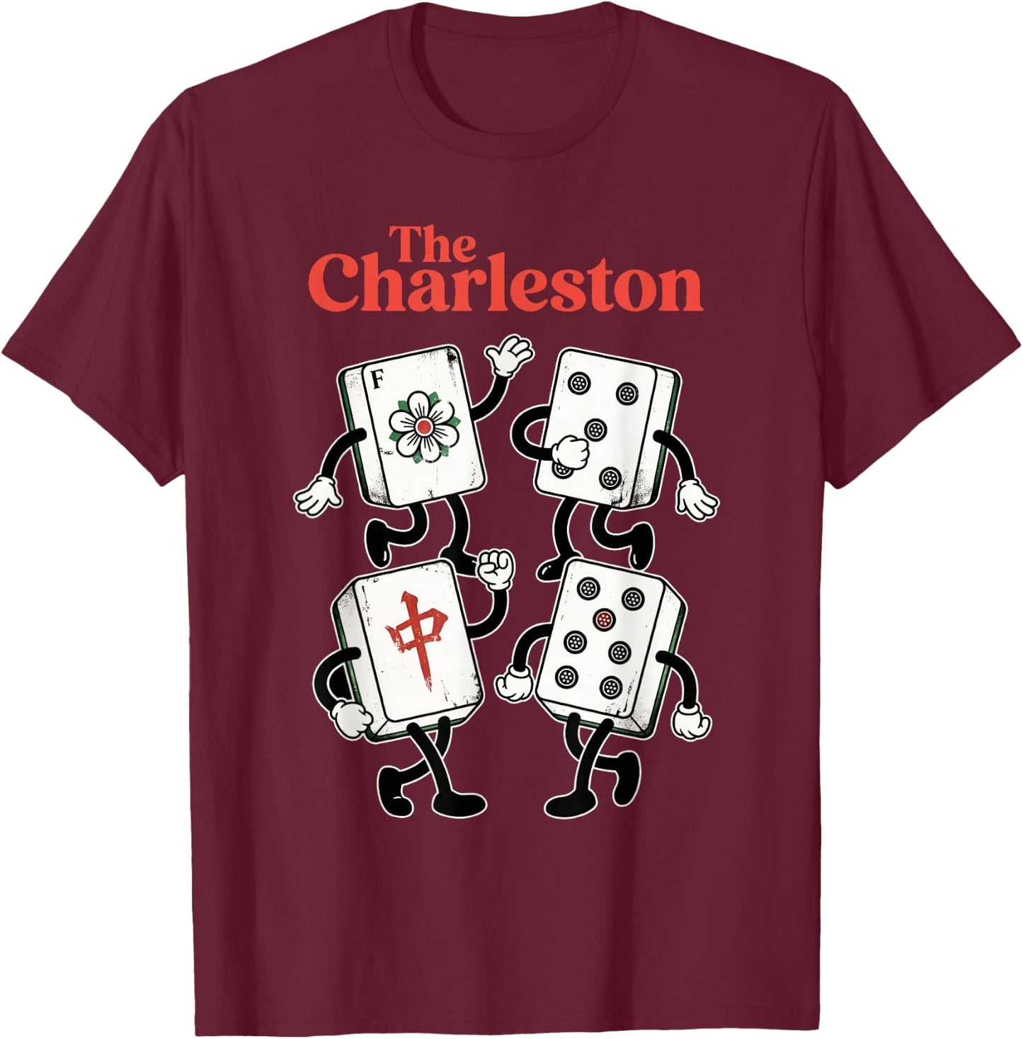 The Charleston Retro Funny Mahjong Player Men Women T-Shirt - T-Shirt | Maroon