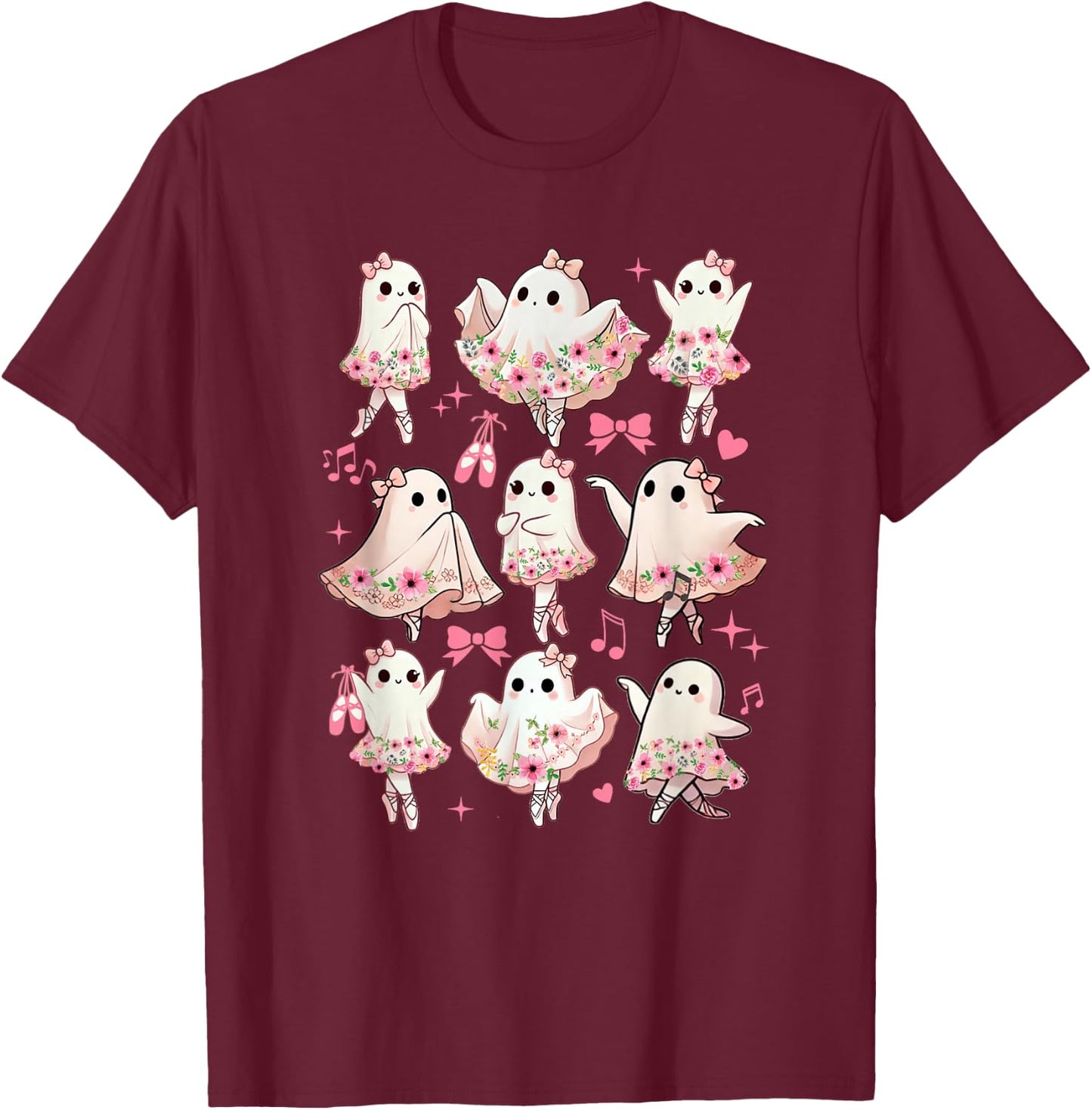 Ballet Ghost Ballet Dancer Spooky Dance Halloween Teacher T-Shirt - T-Shirt | Maroon