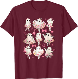 Ballet Ghost Ballet Dancer Spooky Dance Halloween Teacher T-Shirt - T-Shirt | Maroon