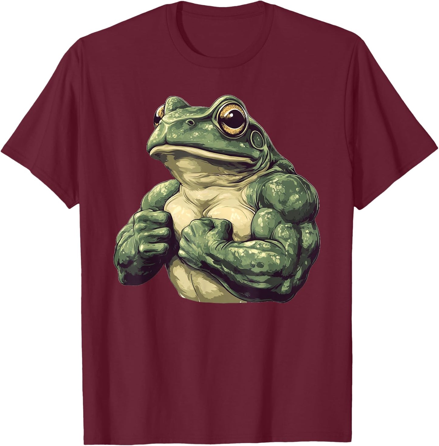 Muscular Frog Powerlifting Weightlifting Gym Workout T-Shirt - T-Shirt | Maroon