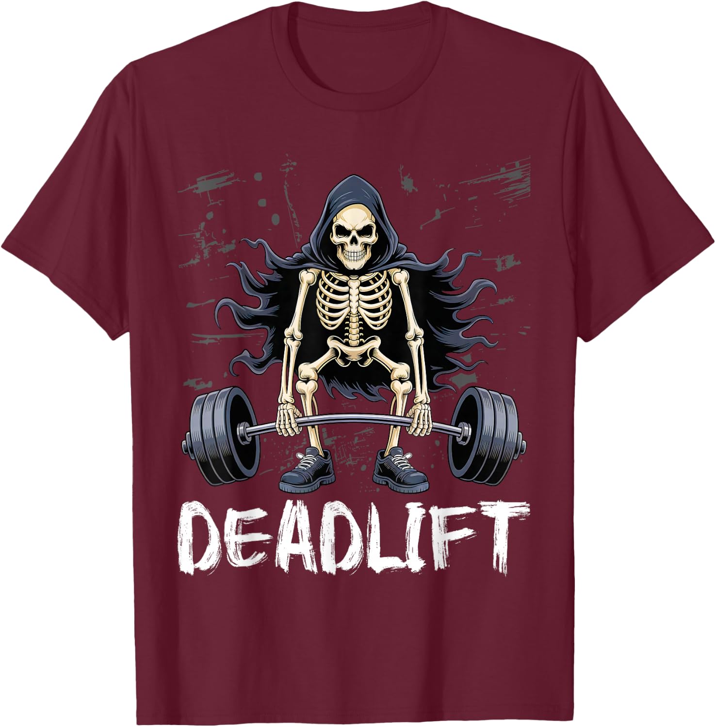 Deadlift Funny Halloween Skeleton Weight Lifting Workout T-Shirt - T-Shirt | Maroon