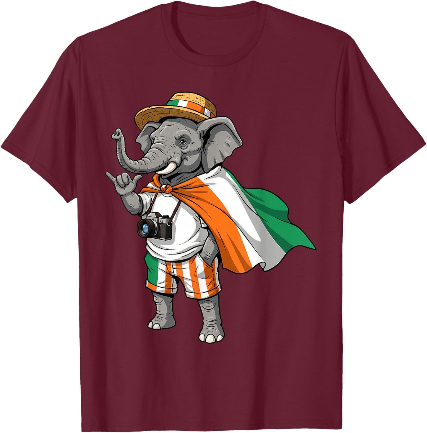 Ivory Coast Flag Elephant Cote D'Ivoire Ivorian Roots T-Shirt - T-Shirt | Maroon