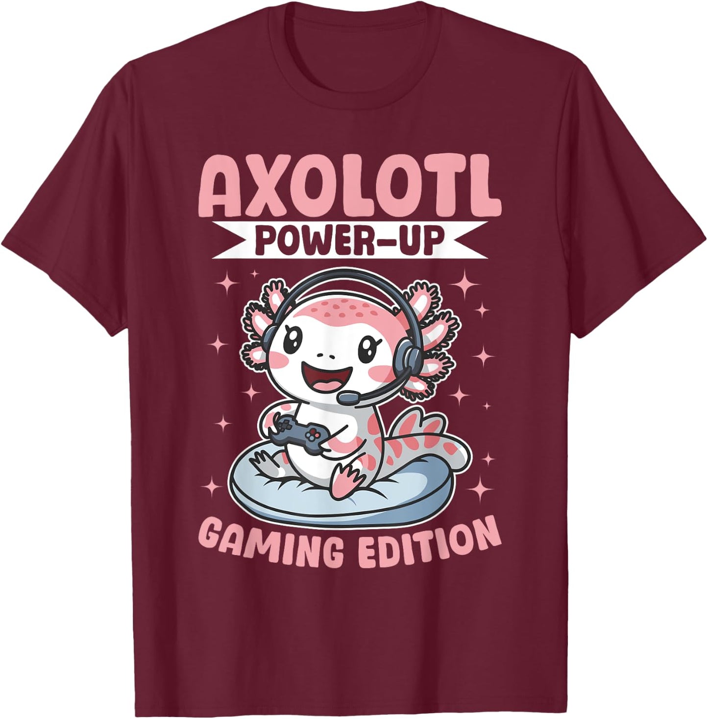 Funny Axolotl Gamer Gaming Kawaii Axolotl Loot Box Surprise T-Shirt - T-Shirt | Maroon