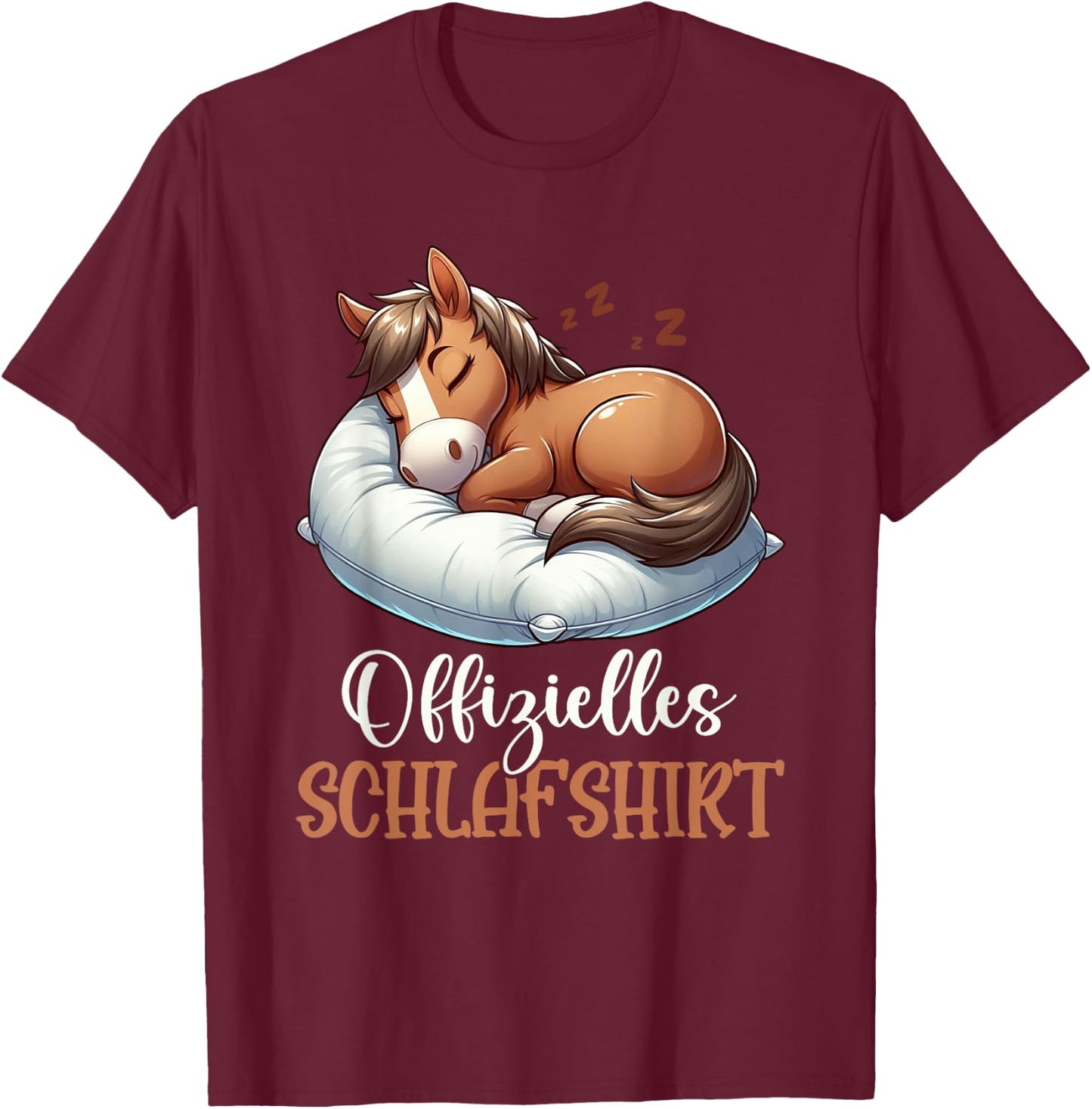 Official Sleep Shirt Funny Horse Pyjamas Short Sleeve , black T-Shirt - T-Shirt | Maroon