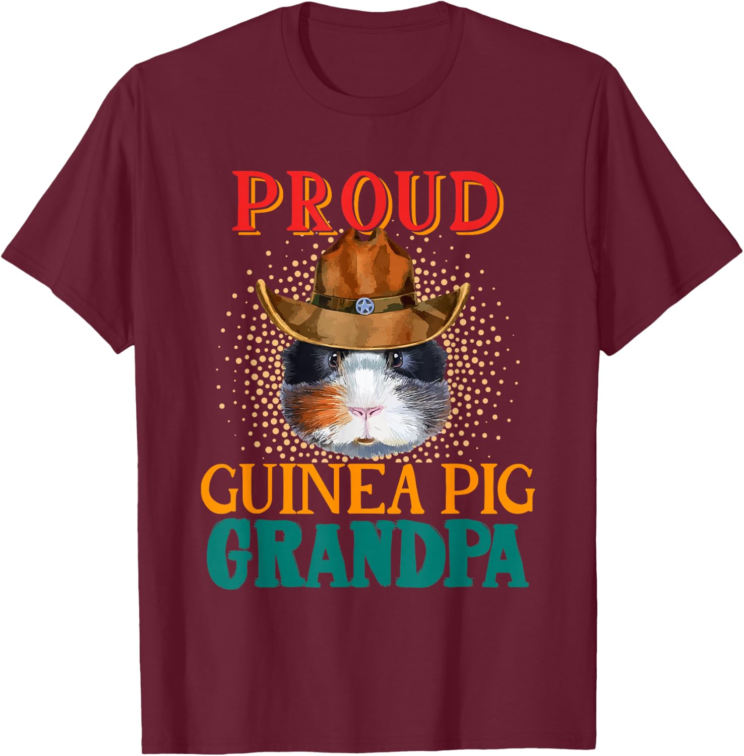 Vintage Proud Guinea Pig Grandpa Cute Guinea Pig Lover T-Shirt - T-Shirt | Maroon