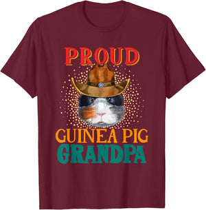 Vintage Proud Guinea Pig Grandpa Cute Guinea Pig Lover T-Shirt - T-Shirt | Maroon